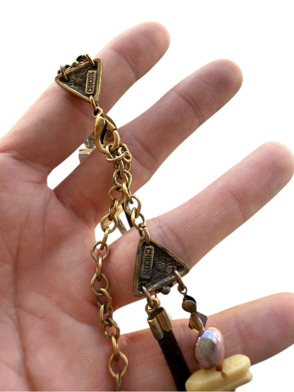 Chico’s Boho Brown Beaded Pendant Necklace - Artisan Style - Picture 6 of 8